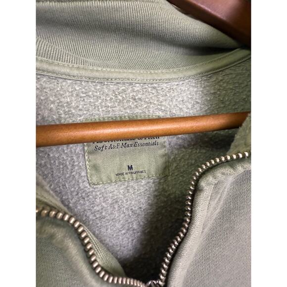 Abercrombie & Fitch Long Sleeve Zip Up Fleece Mini Dress Size M Sage Green Cozy - Picture 3 of 4